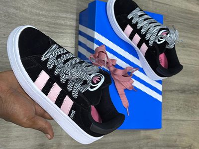 Adidas Campus 00s sneakers in black suede with pink stripes